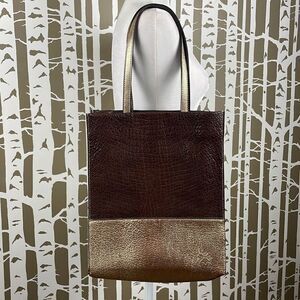 Patricia Nash Metallic Gold Color Block Tote Bag
